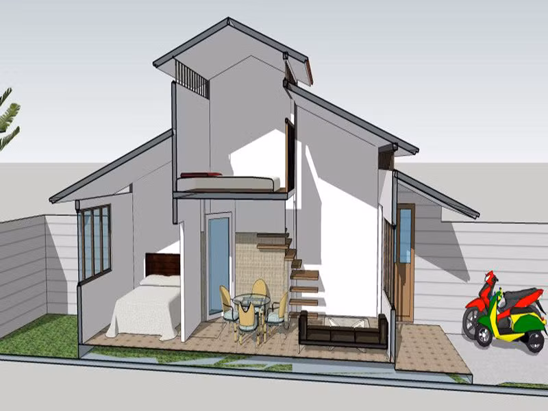 Dù ngôi nhà chỉ có diện tích 35m2 nhưng nhờ gác lửng nhỏ 10m2 dành cho phòng ngủ của con nên không gian không gây cảm giác chật chội, bí bách. Ảnh: Angcovat.