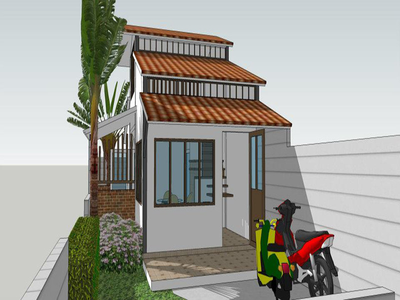 Thiết kế nhà cấp 4 theo phong cách hiện đại kết hợp cùng hệ thống mái bằng 4 lớp cao cấp nổi bật. Ảnh: Angcovat.