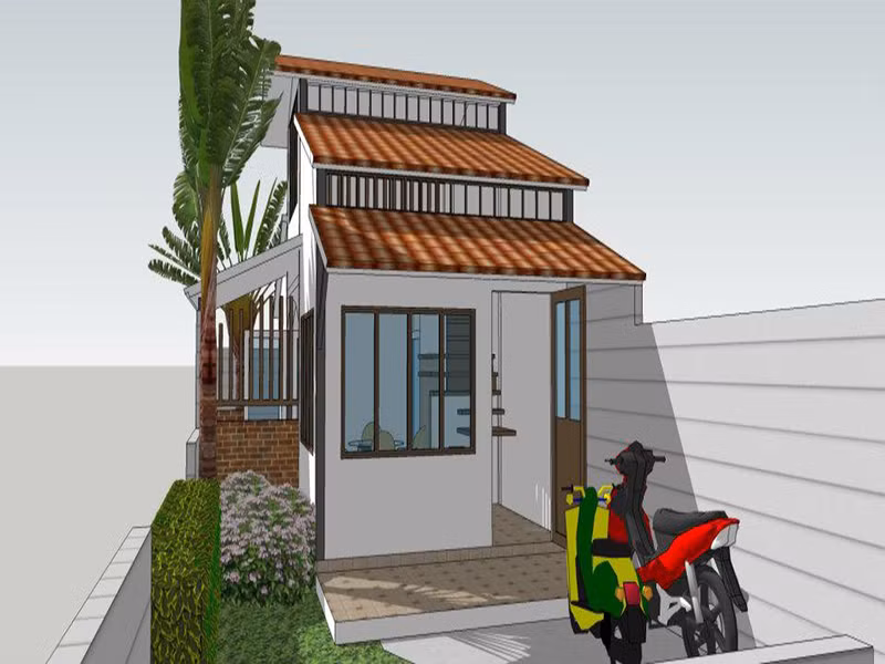 Thiết kế nhà cấp 4 theo phong cách hiện đại kết hợp cùng hệ thống mái bằng 4 lớp cao cấp nổi bật. Ảnh: Angcovat.