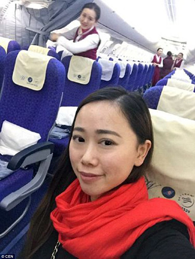 Năm 2016, chị Zhang trở thành hành khách vô cùng may mắn trên chuyến bay một người của hãng China Southern (Trung Quốc). Ảnh: CEN.