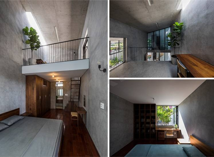  Phòng ngủ đơn giản với sự kết hợp hoàn hảo giữa bê tông và gỗ.