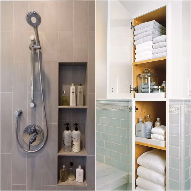 Hốc tường quả là một ý tưởng vô cùng tuyệt vời để lưu trữ đồ.