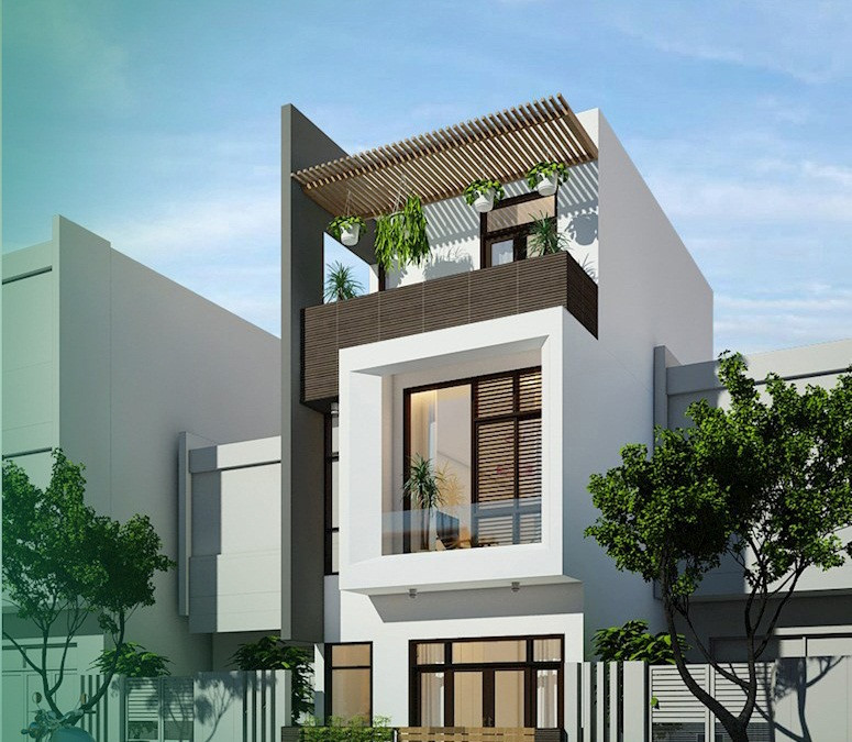 Mẫu thiết kế nhà phố 3 tầng 6x10m kiểu dáng trẻ trung, tận dụng toàn bộ khoảng diện tích vốn có tối ưu cho các thành viên trong gia đình sinh hoạt. Ảnh: Thietkenhahanoi.