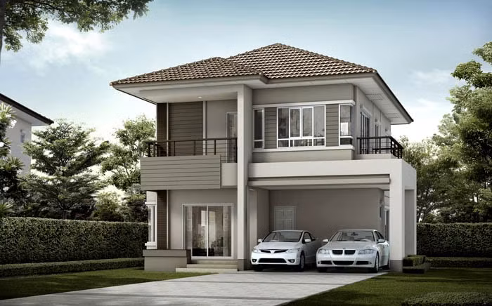 Màu sắc nhẹ nhàng với gam ghi xám chủ đạo cùng cảnh quan sân vườn xung quanh, gợi lên hình ảnh một công trình kiến trúc thân thiện. Ảnh: Kientrucboba.