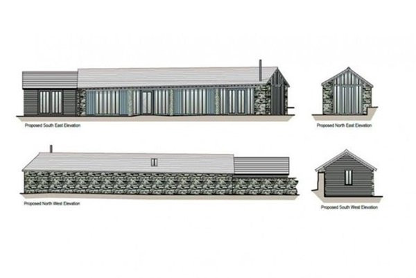 Bản vẽ phác họa ngôi nhà dài sau khi cải tạo chuồng bò cũ này.