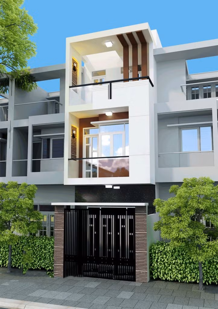 Nhà 3 tầng sử dụng nhiều cửa kính để đón gió và nắng từ ngoài vào nhà. Ảnh: Xaydungtrangtrinoithat.