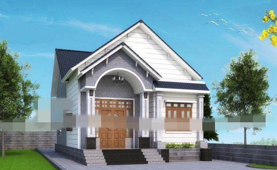 Nhà cấp 4 gác lửng sử dụng nhiều hình khối mang nét đẹp hiện đại. Ảnh: Vietnamarch.