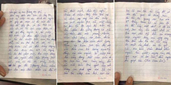 Truy tim ten cuop bi an gui thu xin loi, tra lai nan nhan 100 trieu