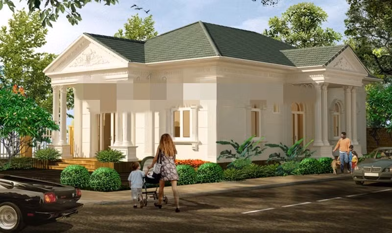 Nhà cấp 4 đẹp mang phong cách tân cổ điển có chi phí xây dựng từ 700 triệu đến 1 tỷ đồng. Ảnh: Sieuthimaunha.