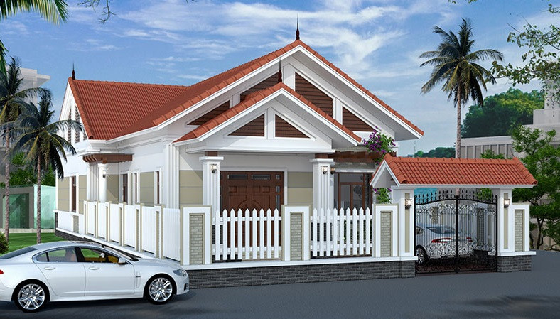 Những hình khối bề thế, vuông vắn cùng những đường kẻ ngang đơn giản tạo diện mạo ấn tượng cho căn nhà. Ảnh: Thietkenhadepaau.