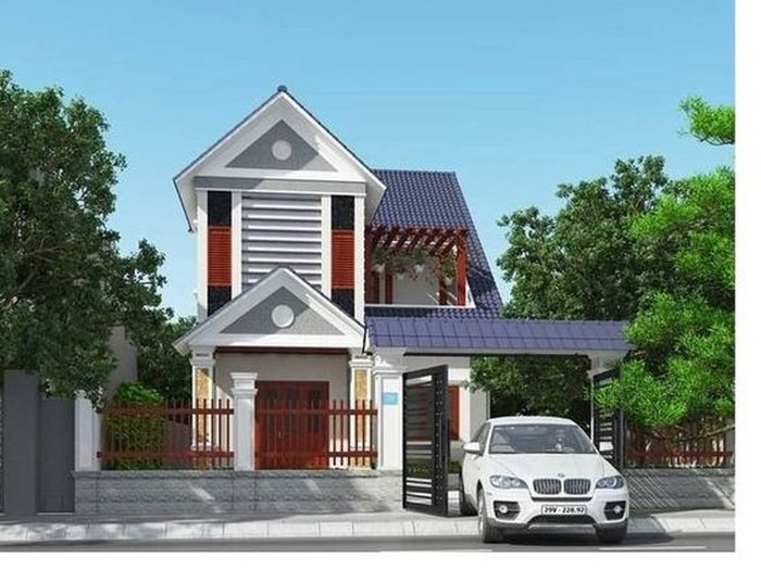 Các gam màu trắng, đen, đỏ...tạo nên diện mạo đặc sắc cho ngôi nhà mái thái. Ảnh: Kientrucsuvietnam.