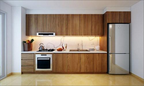 Khu bếp rộng rãi và hiện đại.