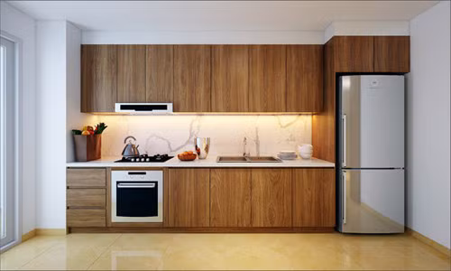 Khu bếp rộng rãi và hiện đại.