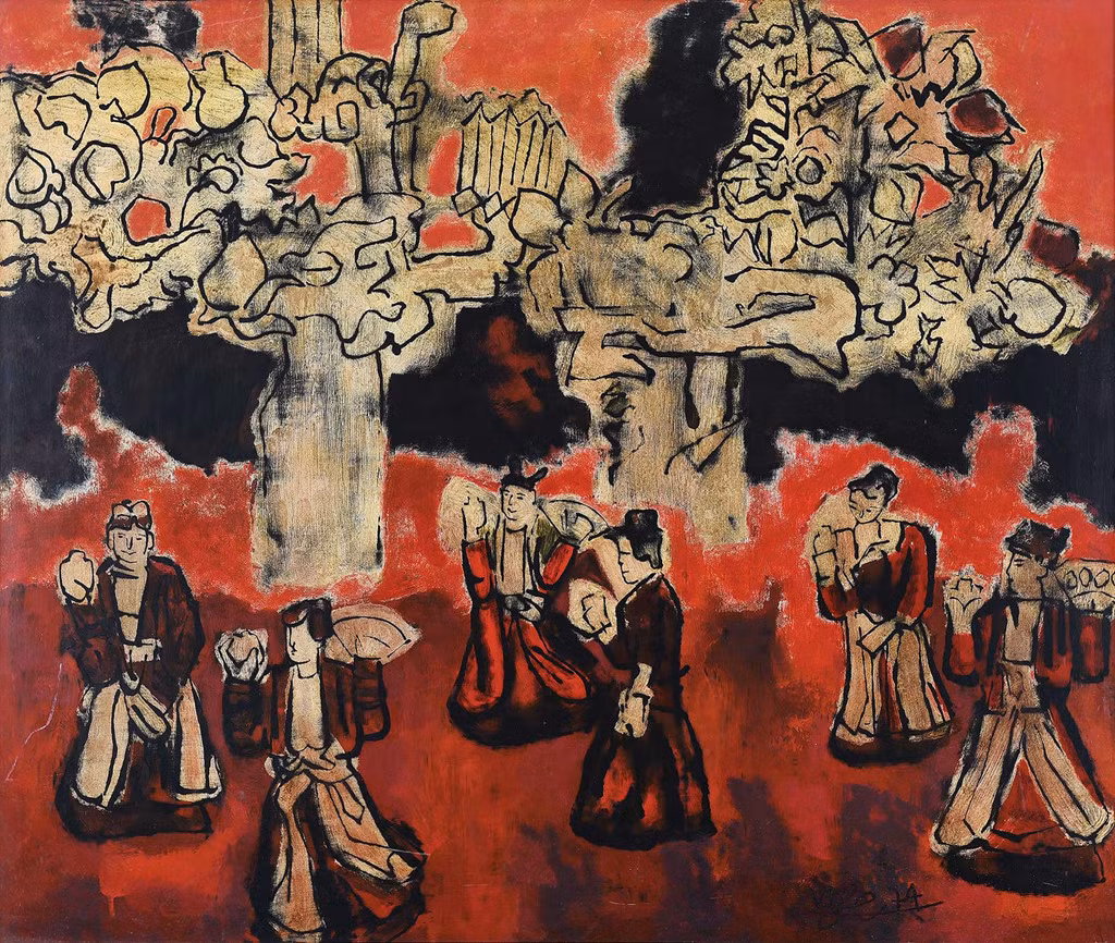 Nguyễn Tư Nghiêm là danh họa nổi tiếng trong bộ tứ Nghiêm - Liên - Sáng - Phái. Tranh của ông là sự kết hợp hài hòa của bố cục chặt chẽ của phương Tây và cách dùng màu đậm chất Việt. Múa cổ là đề tài mà Nguyễn Tư Nghiêm theo đuổi trong nhiều năm. Bức tranh Múa cổ được bán với giá 27,1 nghìn USD.