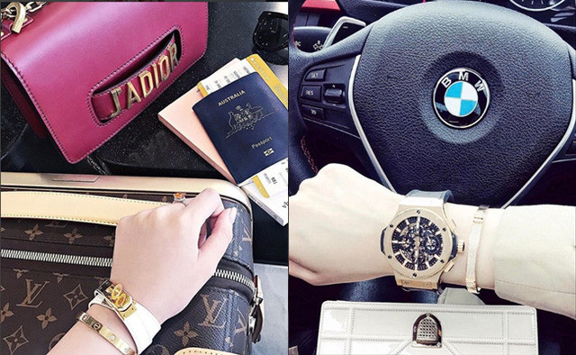 Đồng hồ, vòng tay nạm kim cương, siêu xe hay túi xách của Jolie Nguyễn đều thuộc hàng tiền tỷ, có trị giá ngang 1 căn nhà. Ảnh: Internet.