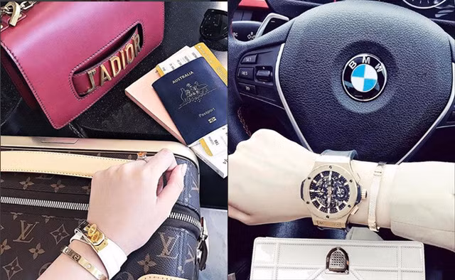 Đồng hồ, vòng tay nạm kim cương, siêu xe hay túi xách của Jolie Nguyễn đều thuộc hàng tiền tỷ, có trị giá ngang 1 căn nhà. Ảnh: Internet.