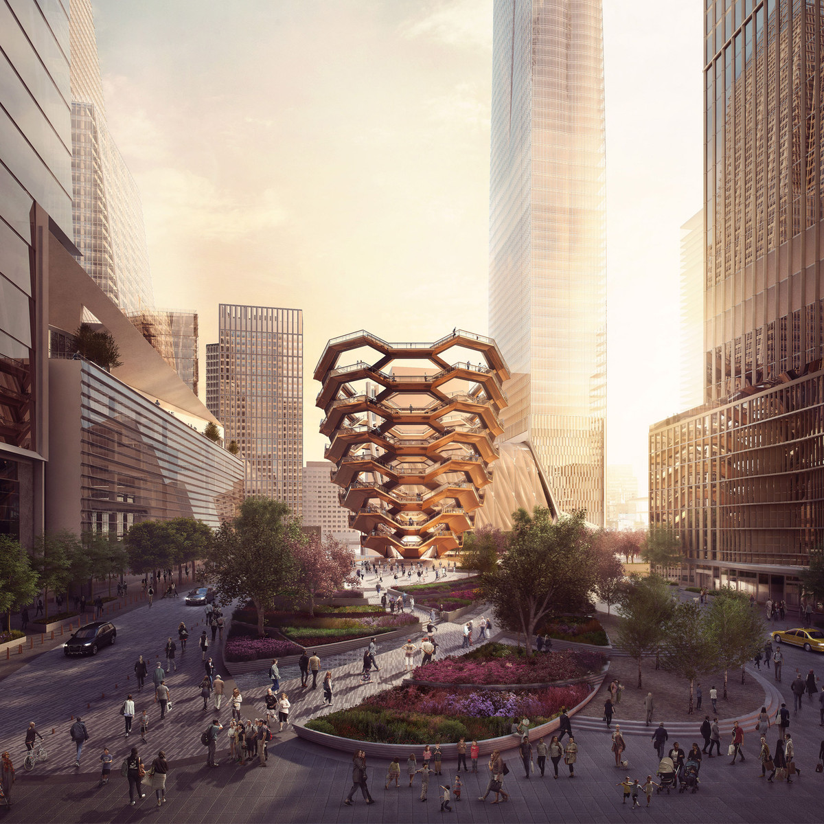 Toạ lạc tại dự án thành phố Hudson Yards của New York, toà nhà Vessel cao 45 m như một khối tượng điêu khắc khổng lồ với 154 cầu thang nối liền.
