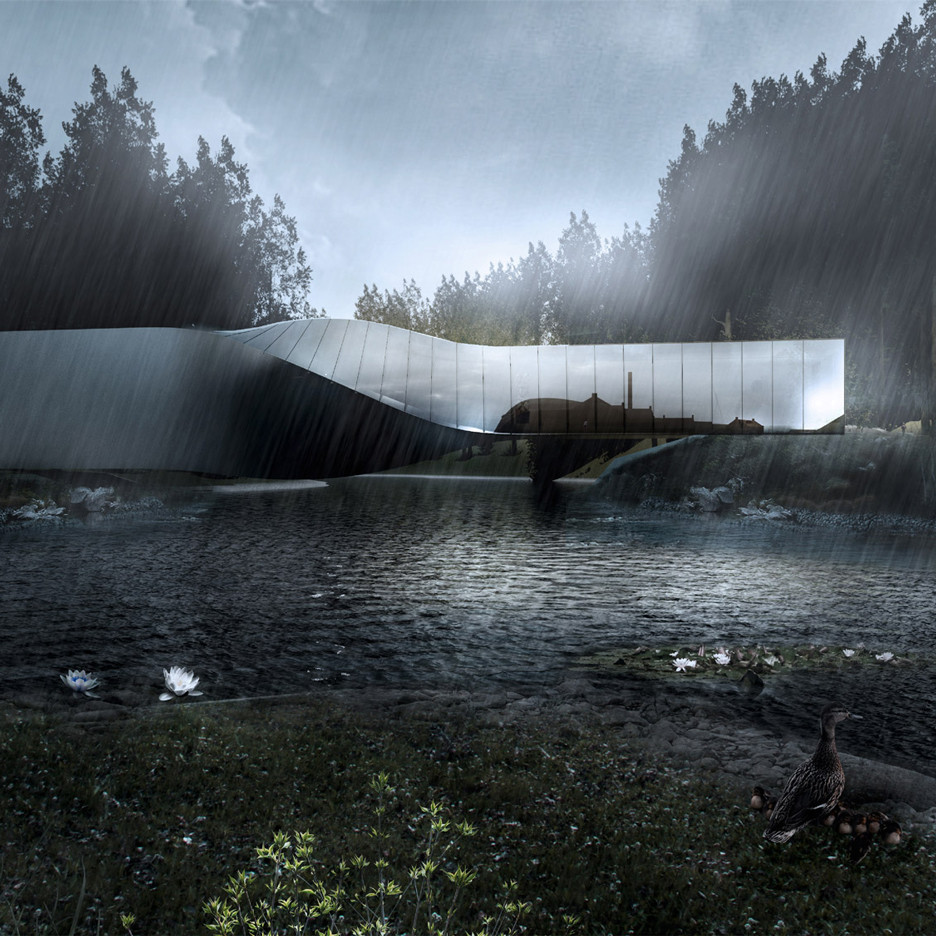 Bảo tàng Kistefos (Na Uy) là một tòa nhà thiết kế dạng xoắn bắc qua dòng sông vô cùng độc đáo.