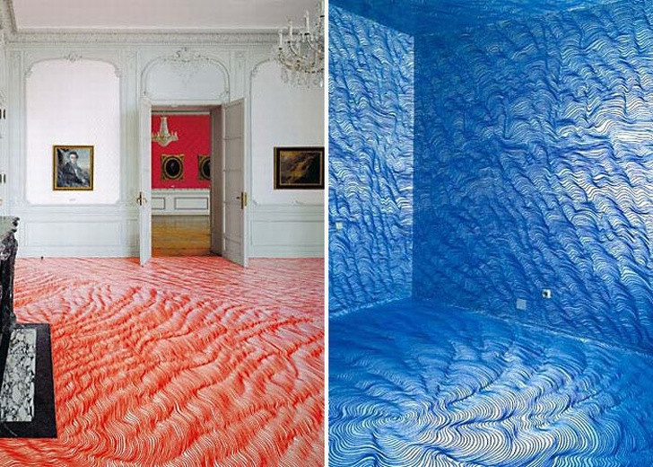 Không biết chủ nhà mất bao nhiêu thời gian để thiết kế sàn nhà và bức tường này.