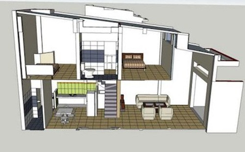 Nhà cấp 4 có gác lửng 5×20 rất được ưa chuộng bởi cách nới rộng diện tích sử dụng. Ảnh: Holcim.