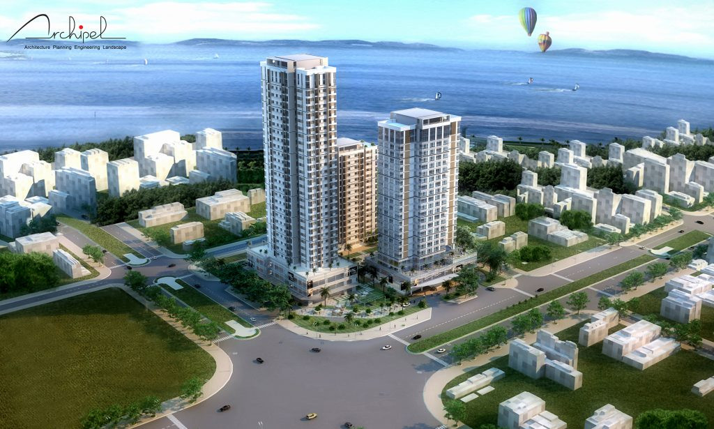 Chung cư Harmony Tower (quận Sơn Trà) là khu phức hợp gồm khách sạn, căn hộ cao cấp và trung tâm thương mại cao từ 16 - 30 tầng do công ty CP BĐS Điện lực Miền Trung làm chủ đầu tư. Ảnh: THM Land.