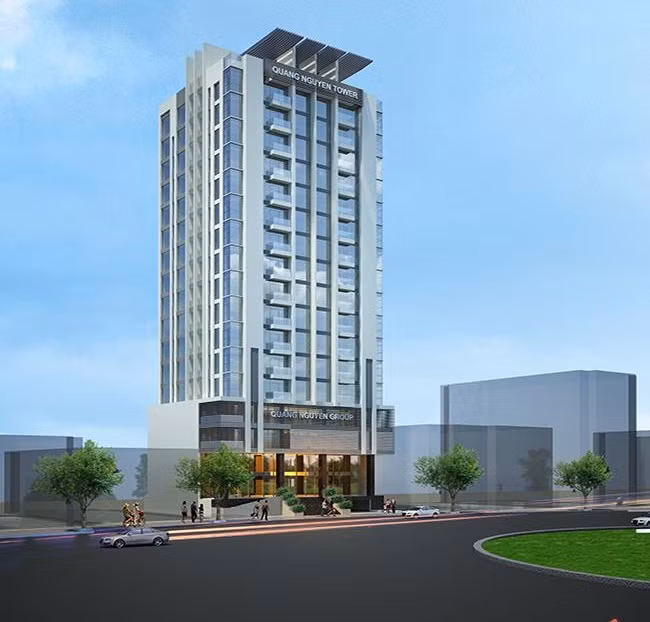 Chung cư thương mại Quang Nguyễn do Công ty Cổ phần TVXD &amp; Đầu tư Quang Nguyễn là dự án căn hộ cao cấp được xây dựng trên quy mô 1.000 m2 với 18 tầng cao, gồm 51 căn hộ và 2 căn penthouse. Ảnh: Homedy.