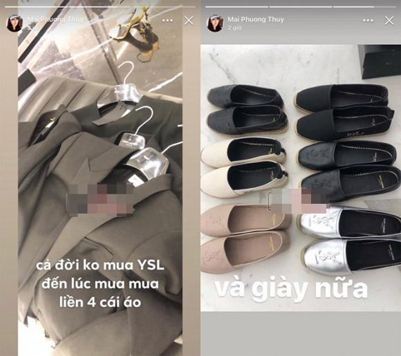 Không chỉ ở sang, Mai Phương Thúy còn vung tiền mua cả núi hàng hiệu khiến các fan "mắt tròn mắt dẹt".