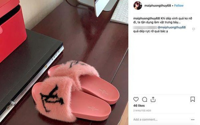 Trước đó, cô nàng còn khiến dân tình xôn xao khi vung tay sắm mẫu dép lông trị giá 25 triệu đồng của Louis Vuitton, nhưng chốt lại bằng câu …chắc chỉ để làm vật trưng bày.