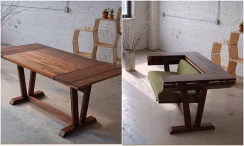 Đồ nội thất này vừa là chiếc bàn, nhưng cũng có thể biến đổi thành một chiếc ghế êm ái. Ảnh: Homedit.
