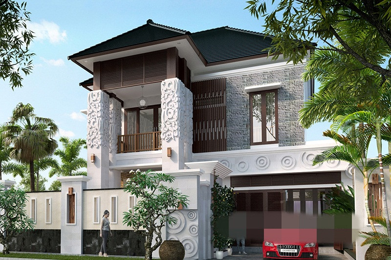 Căn biệt thự có sự đan xen giữa phong cách châu Âu và nét đẹp Á Đông, thể hiện qua dáng mái chéo vân sọc. Ảnh: Thietkenhadepaau.