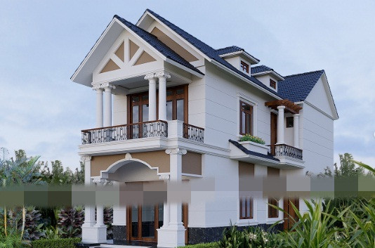 Nhà phố 2 tầng thiết kế 4 phòng ngủ, phòng khách, phòng thờ và bếp. Ảnh: Nhadep274.