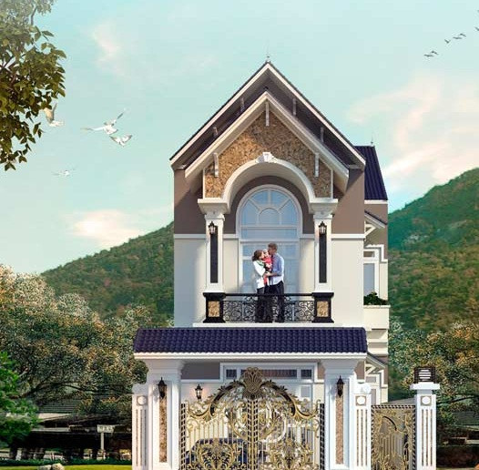 Điểm nhấn của ngôi nhà nằm ở các đường nét ngoại thất duyên dáng, thướt tha, yêu kều. Ảnh: Maunhadepmoi.