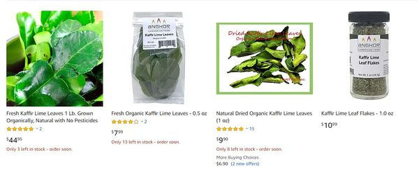 Suy ra 1kg lá chanh sẽ có giá khó tin đến mức 6,35 triệu đồng. Ảnh: Amazon.