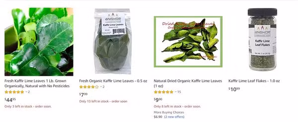 Suy ra 1kg lá chanh sẽ có giá khó tin đến mức 6,35 triệu đồng. Ảnh: Amazon.