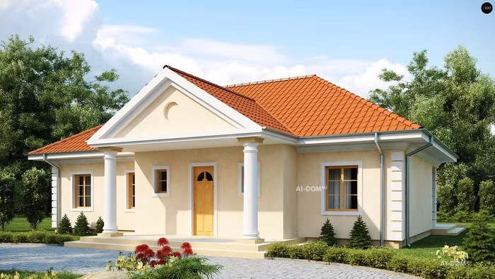 Biệt thự mái thái đơn giản, quý phái và sử dụng vật liệu gần gũi với thiên nhiên. Ảnh: Congtythietkenhadep.