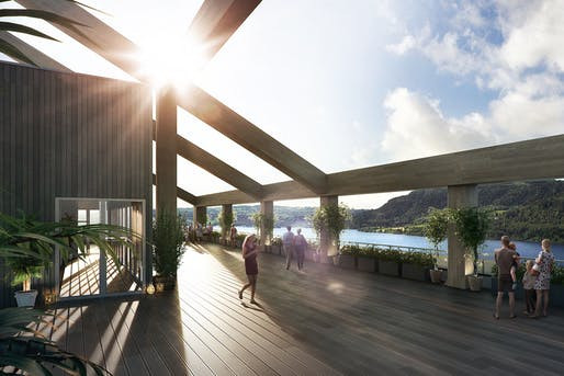 Sàn nhà làm bằng gỗ Kerto LVL và glucam. Ảnh: Archinect.