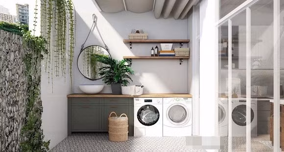 Phòng giặt chứa được tận 2 cái máy giặt