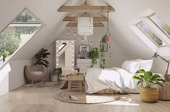 Phòng áp mái đẹp như trong truyện cổ tích