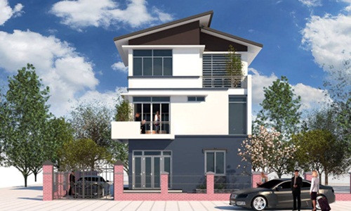 Mái lệch được đổ bê tông chịu lực, sau đó dán lớp ngói thái sóng nhỏ giúp che chắn phía trên. Ảnh: Xhouse.