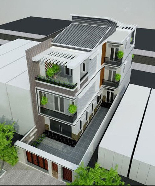 Nhà phố sử dụng hệ mái lệch độc đáo của kiến trúc hiện đại. Ảnh: Maunhadepmoi.