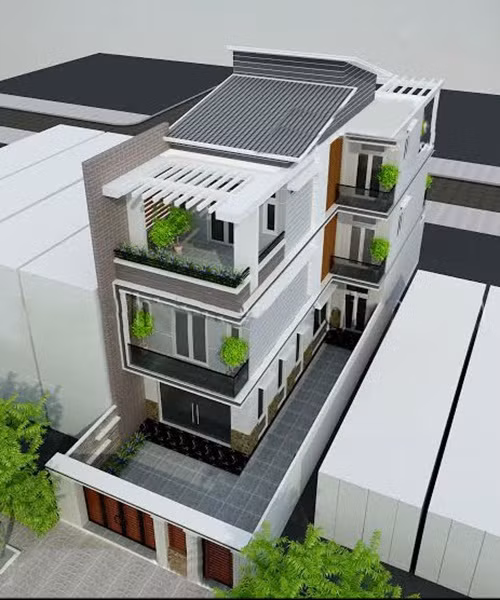 Nhà phố sử dụng hệ mái lệch độc đáo của kiến trúc hiện đại. Ảnh: Maunhadepmoi.