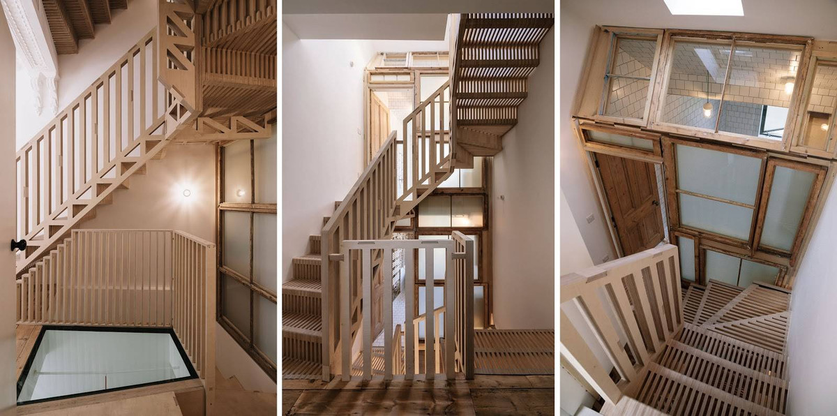 Cầu thang mới được thiết kế bằng gỗ có 2.000 khe đục lỗ giúp đưa ánh sáng và tạo nên cảnh tượng ngoạn mục.