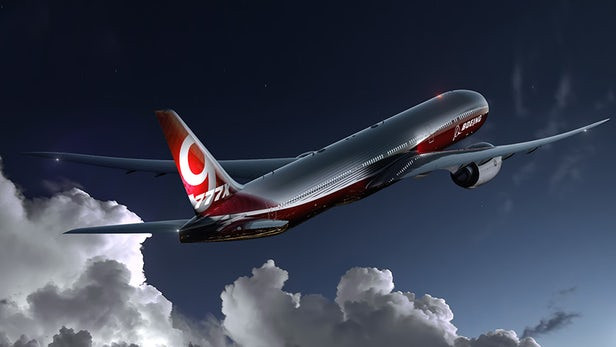 Dù có đôi cánh rộng nhưng 777x vẫn có thể sử dụng cùng đường băng với các máy bay 777 hiện tại nhờ tính năng cánh có thể gập lên sau khi hạ. Ảnh: New Atlas.