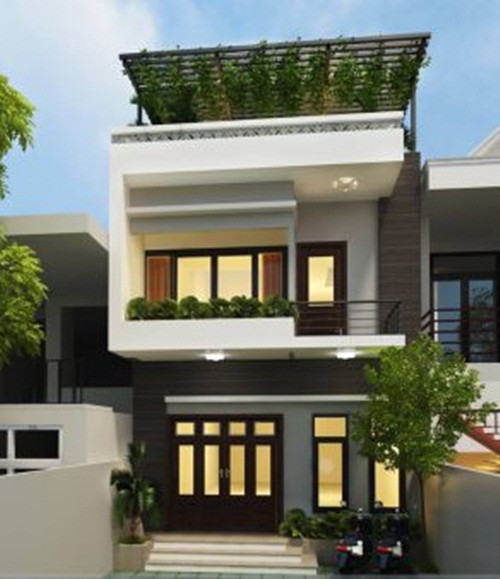 Nhà phố hiện đại kết hợp tiểu cảnh cây xanh độc đáo và tinh tế. Ảnh: Wedo.