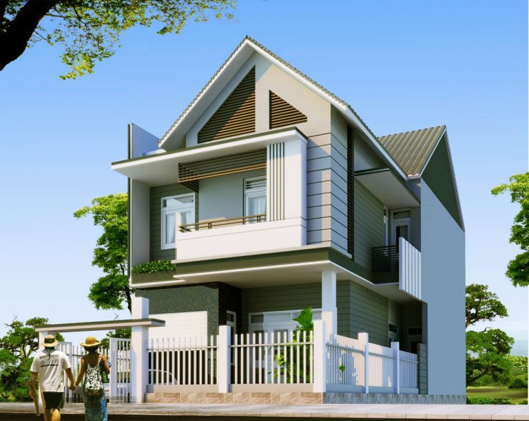 Nhà phố 2 tầng kiến trúc giả biệt thự luôn mang tới sự sang chảnh mà không lo bị lỗi thời. Ảnh: Nhadep.