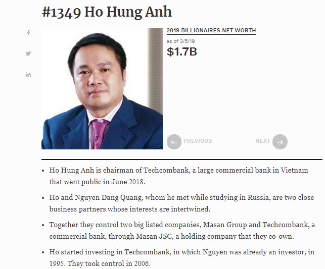 Forbes noi gi ve hai ty phu USD moi cua Viet Nam?