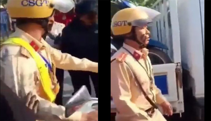 Dam nguoi tham gia le hoi quet bun vao mat CSGT