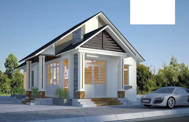 Nhà 1 tầng thiết kế 3 phòng ngủ sử dụng thiết kế cửa bóng kính, mang đến ánh sáng tự nhiên. Ảnh: 10nhadep.