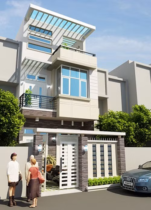 Mẫu thiết kế nhà ống 3 tầng 5x16m sử dụng nội thất hiện đại và sang trọng. Ảnh: Xaydungtrangtrinoithat.