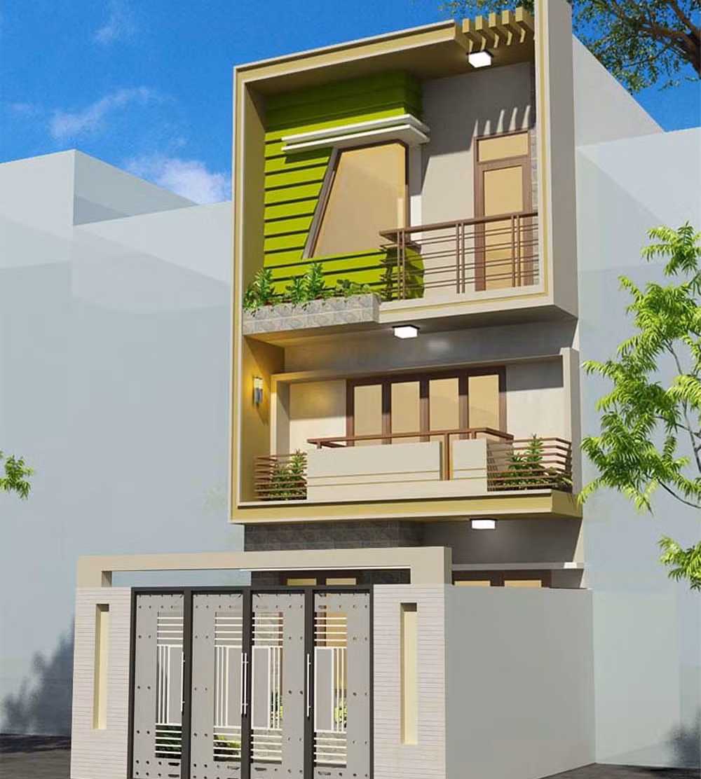 Trên lô đất 5x16m, ngôi nhà xây dựng 5x12m đáp ứng đủ nhu cầu sử dụng cho gia đình gồm hai vợ chồng và một con. Ảnh: Phankienphat.